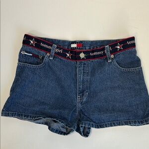 Vintage 90s Tommy Hilfiger Short Misses 9 Blue Underwear Waistband Hipster Short